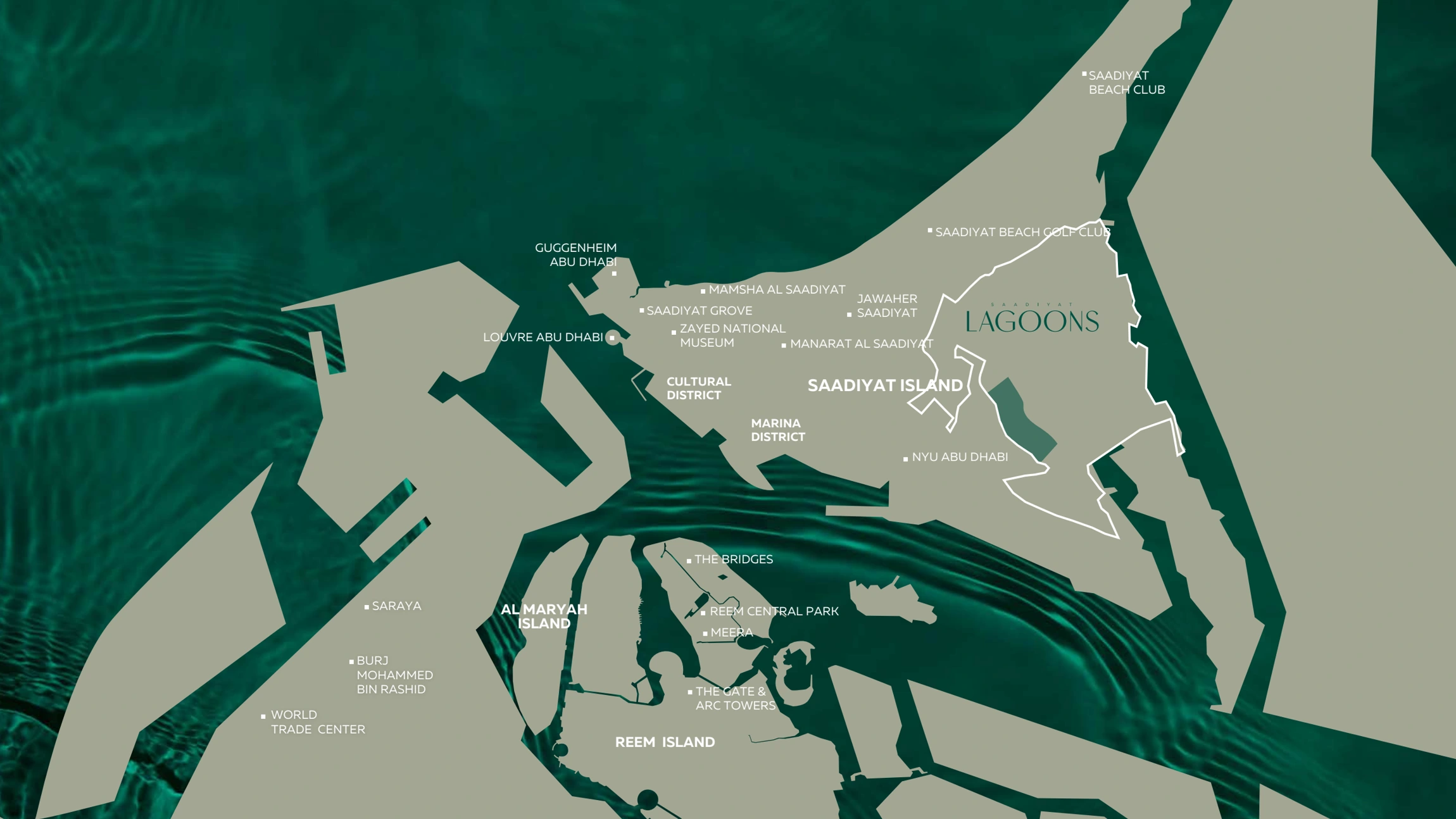 Saadiyat Island location map from the Saadiyat Lagoons brochure